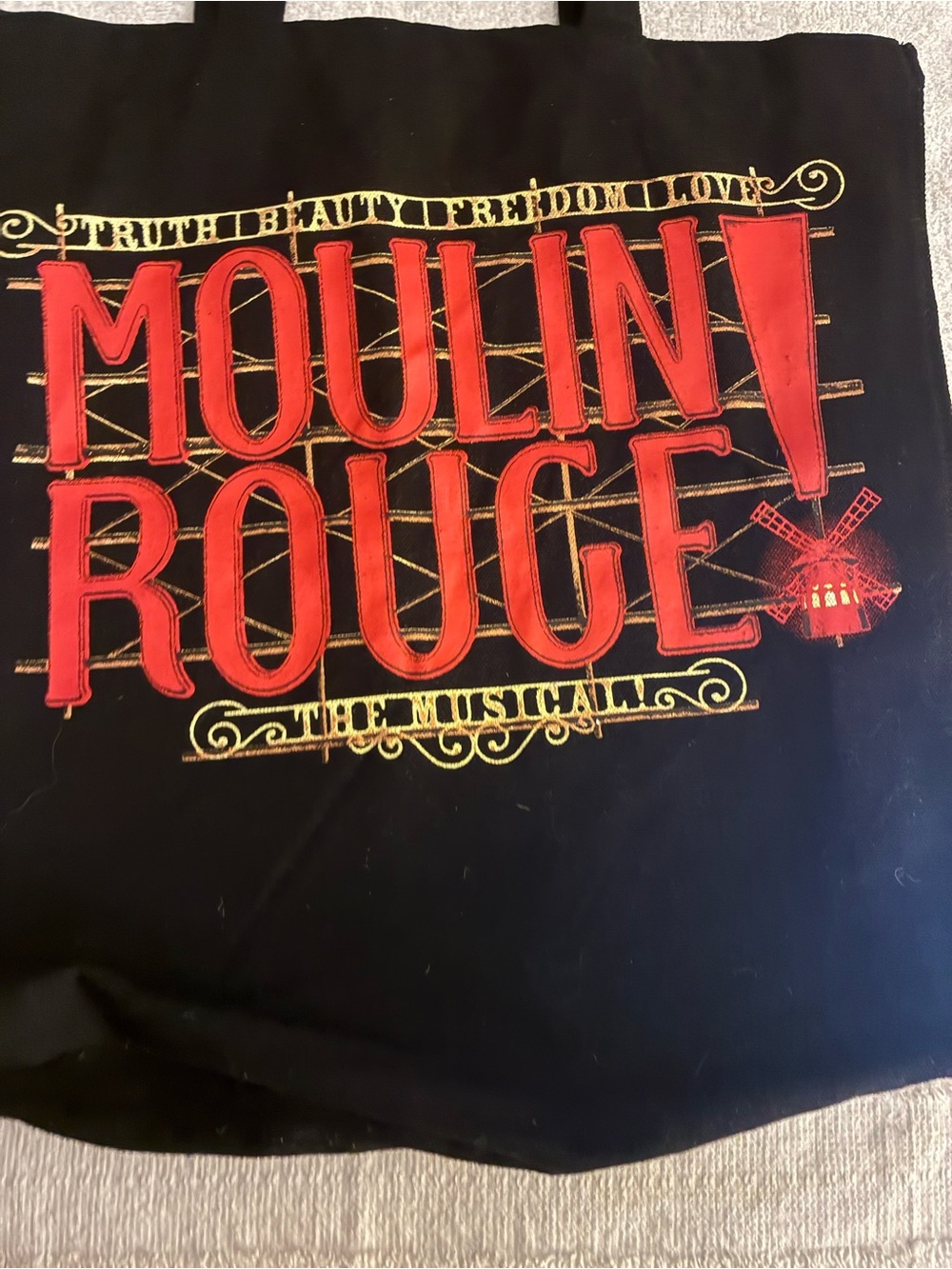 Moulin Rouge Red and Black Tote Bag - The Musical “ Truth, Beauty,Freedom,Love